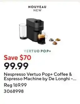 Staples Nespresso Vertuo Pop+ Coffee & Espresso Machine by De Longhi offer