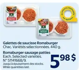 Walmart Romaburger sausage patties offer