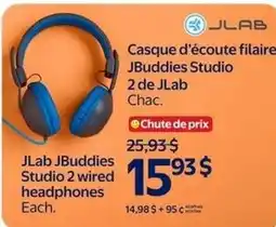 Walmart JLab Jbuddies Studio 2 wired headphones offer