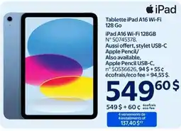 Walmart Apple iPad A16 Wi-Fi 128 Go offer