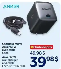 Walmart Anker 65W wall charger and cable offer