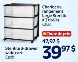 Walmart Sterilite 3-drawer wide cart offer
