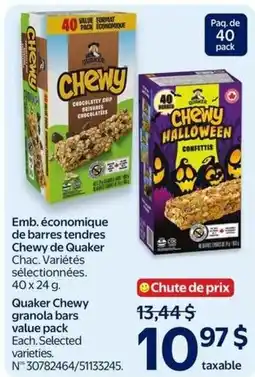 Walmart Quaker Chewy granola bars offer