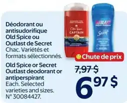 Walmart Old Spice or Secret deodorant or antiperspirant offer