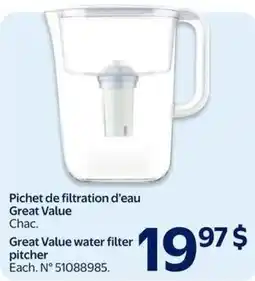 Walmart Great Value water filter pitcher offer
