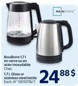 Walmart Mainstays glass or stainless steel kettle offer
