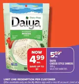 Metro Daiya cheese-style shreds offer