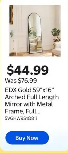 Walmart Edx gold arched full length mirror with metal frame offer