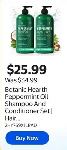 Walmart Botanic Hearth Peppermint Oil Shampoo And Conditioner Set offer