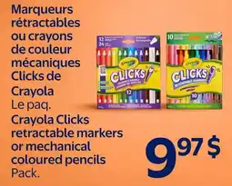 Walmart Crayola Clicks retractable markers or mechanical coloured pencils offer