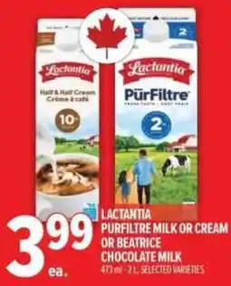 Metro Lactantia purfiltre milk or cream or beatrice chocolate milk offer