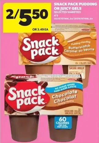 Snack pack snack pudding or juicy gels