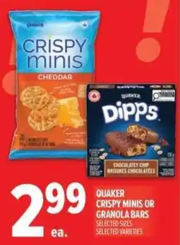 Metro Quaker crispy minis or granola bars offer