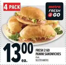 Metro Metro fresh 2 go panini sandwiches offer