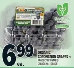 Metro Foodland organic coronation grapes offer