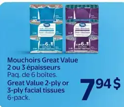 Walmart Great Value facial tissues offer