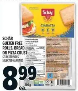 Metro Schar gluten free rolls bread or pizza crust offer