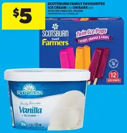 Real Canadian Superstore Scotsburn family favourites ice cream 1.5 l or bars 12's offer