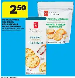 Real Canadian Superstore PC scalloped crackers, pita crackers or butter twists offer