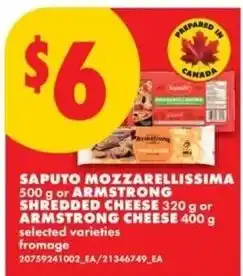 No Frills Saputo mozzarellaissima shredded cheese offer