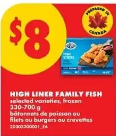 No Frills High liner family fish offer