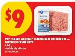 No Frills pc blue menu ground chicken or minced turkey offer