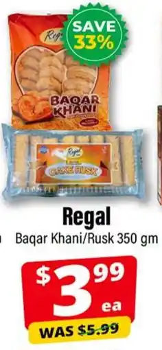 Iqbal Foods Regal Baqar Khani/Rusk offer