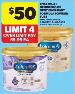 Real Canadian Superstore Enfamil A+ NeuroPro or Gentlease baby formula powder tubs offer