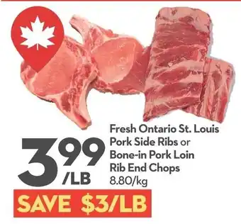 Fresh Ontario St. Louis Pork Side Ribs or Bone-in Pork Loin Rib End Chops