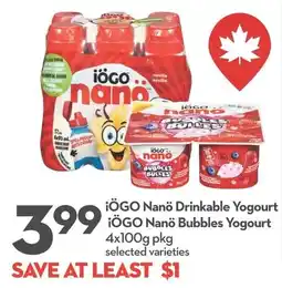 Longo's iogo nano drinkable yogourt iogo nano bubbles yogourt offer