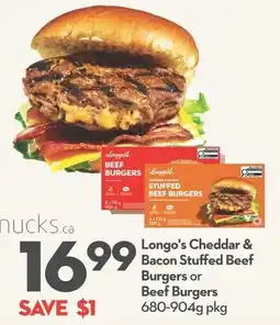 Longo's Longo's Cheddar & Bacon Stuffed Beef Burgers or Beef Burgers offer