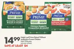 Longo's Maple Leaf Prime Raised Without Antibiotics Frozen Chicken offer