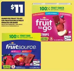 Real Canadian Superstore Sunrype fruit to go or fruitsource fruit snacks or bars offer