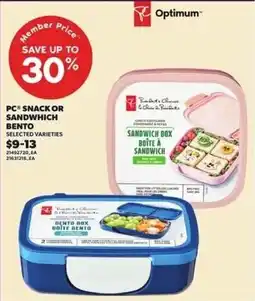 Loblaws PC snack or sandwich bento offer