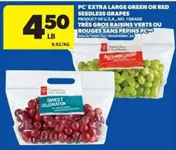 Real Canadian Superstore PC extra large green or red seedless grapes offer