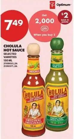 Real Canadian Superstore Cholula hot sauce selected varieties offer