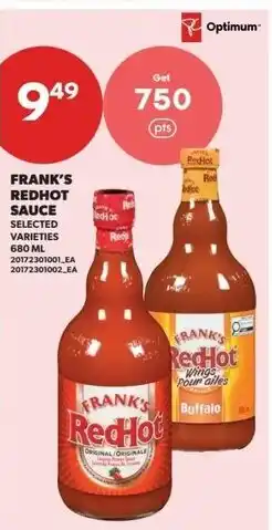 Real Canadian Superstore Frank's redhot sauce selected varieties offer