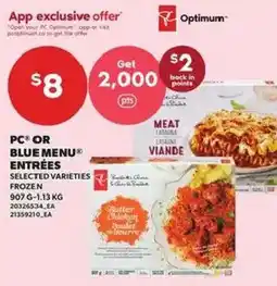 Loblaws Optimum PC or Blue Menu entrées offer