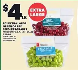 Loblaws PC extra large green or red seedless grapes offer