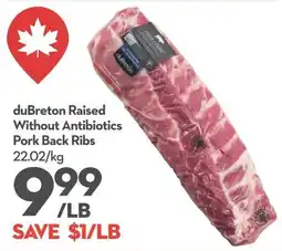 Longo's duBreton raised pork back ribs offer