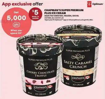 Real Canadian Superstore Chapman's super premium plus ice cream offer