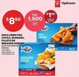 Loblaws High Liner fish sticks, burgers, fillets or breaded shrimp offer