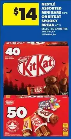Real Canadian Superstore Nestle assorted mini bars 50's or kitkat spooky break 40's selected varieties offer