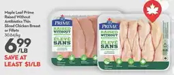 Longo's Maple Leaf Prime Raised Without Antibiotics Thin Sliced Chicken Breast or Fillets offer