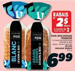 IGA À Chacun Pain sliced organic bread offer