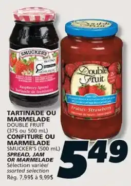 IGA Smuckers tartine ou marmelade double fruit offer