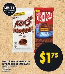 Loblaws Nestle Aero, Crunch or Kit Kat chocolate bars offer