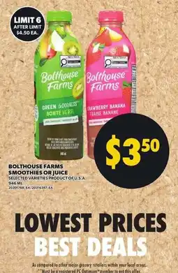 Loblaws Bolthouse Farms smoothies or juice offer