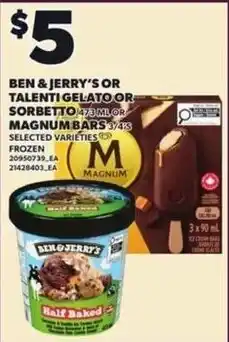 Loblaws Ben & Jerry's or Talenti Gelato or Sorbetto or Magnum Bars offer