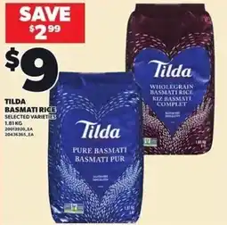 Loblaws Tilda basmati rice selected varieties offer